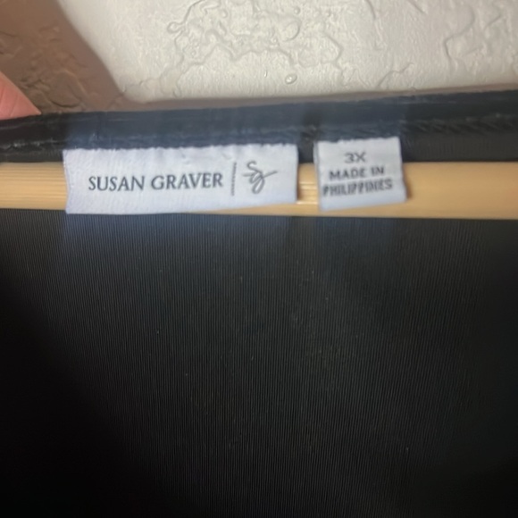 Susan Graver 3X Black Velvet V Neck 3/4 Sleeve Tunic Stretch Essential Holiday - Picture 4 of 9